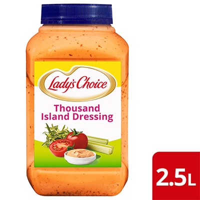 Lady's Choice Sos Salad Thousand Island 2.5L - Dibuat daripada bahan-bahan berkualiti yang sebenar, Lady's Choice Sos Salad Thousand Island membantu anda untuk menyampaikan hidangan salad yang konsisten.