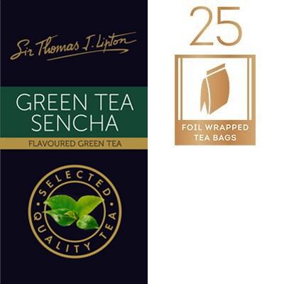 Sir Thomas Lipton Uncang Teh Hijau Celup Aroma Pir 1.6g - Teh hijau yang distim dengan rasa flora yang halus.