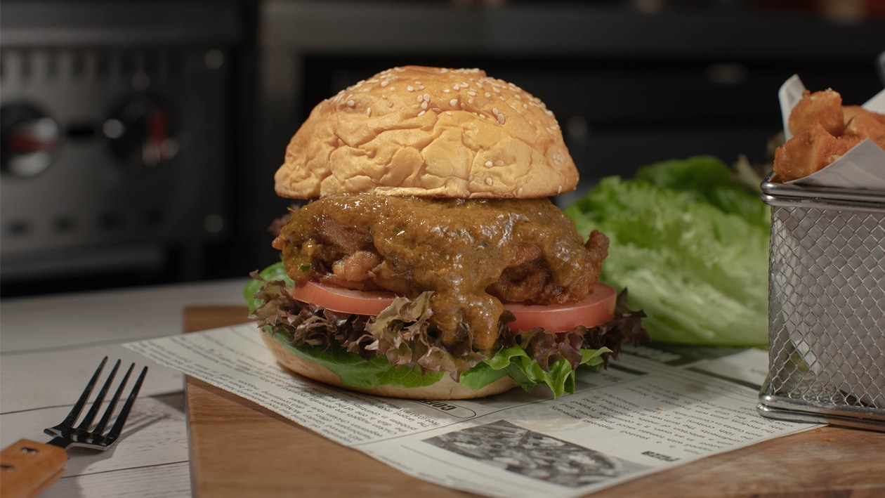 Chicken Chop Burger with Oriental Gravy – - Recipe