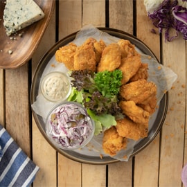 Hot Fried Chicken, Slaw and Blue Cheese Dressing Hot Fried Chicken, Slaw and Blue Cheese Dressing