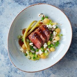 Itik Bersadur Madu, Lavender dan Krim Jagung Itik Bersadur Madu, Lavender dan Krim Jagung