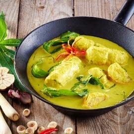 Smoked Chicken Roll with Cassava Shoots In Turmeric Coconut Gravy Smoked Chicken Roll with Cassava Shoots In Turmeric Coconut Gravy