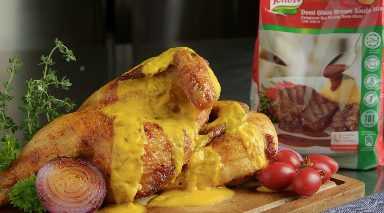 Roasted Chicken with Coconut Infused Salted Egg Sauce (The New Sharing) – - Recipe