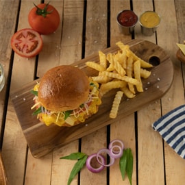Salted Egg Crispy Chicken Mango Kerabu Burger Salted Egg Crispy Chicken Mango Kerabu Burger