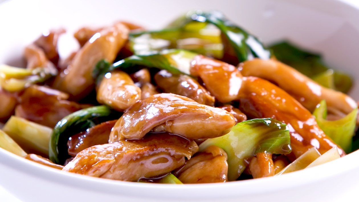 Stir Fried Chicken with Honey Soy and Asian Green