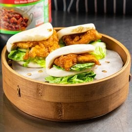 Thai Caramel Crispy Chicken with Lotus Bun Thai Caramel Crispy Chicken with Lotus Bun