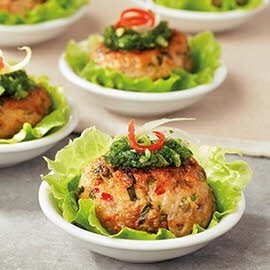 Marinated Minced Fish Cakes, Coriander Vinaigrette Marinated Minced Fish Cakes, Coriander Vinaigrette
