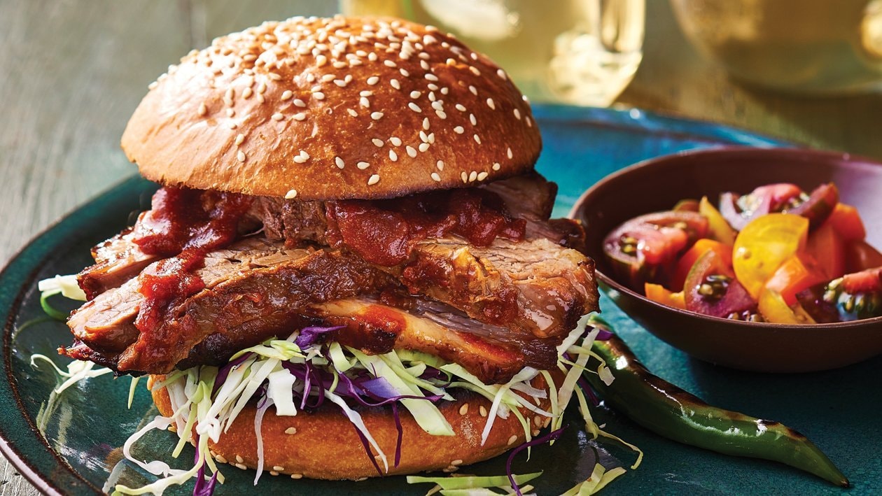 Beef Brisket Burger with BBQ Chipotle Sauce – - Recipe