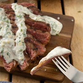Chipotle Flank Steak with Creamy Cilantro Sauce Chipotle Flank Steak with Creamy Cilantro Sauce