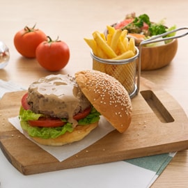 Grilled Ribeye Burger with Black Pepper Cream Sauce Grilled Ribeye Burger with Black Pepper Cream Sauce