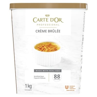 Carte D’Or Crème Brûlée - Carte D’Or Crème Brûlée is a smooth, vanilla-flavoured base that is easily infused with any flavours, offering a versatile and consistent dessert option.
