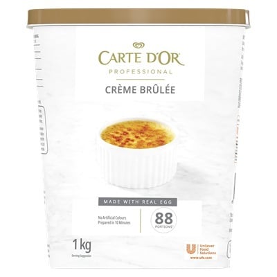 Carte D’Or Crème Brûlée - Carte D’Or Crème Brûlée is a smooth, vanilla-flavoured base that is easily infused with any flavours, offering a versatile and consistent dessert option.