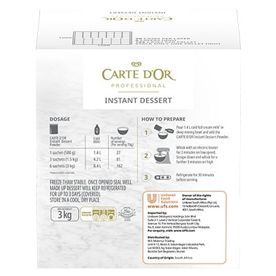 Carte D’or Vanilla Instant Dessert - Carte D'Or Vanilla Instant Dessert is a freeze-thaw stable product that is time-saving and easy to make, adding versatility to dessert creations.