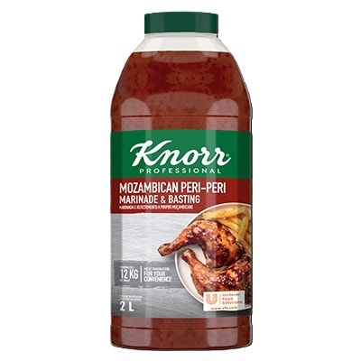 Knorr Peri-Peri Marinade & Basting (Mozambican) - Knorr Professional Mozambican Peri-Peri Marinade & Basting Sauce is a ready-to- use solution that adds a harmonious blend of spicy and tangy flavours, perfect for marination, glazing or as a base.