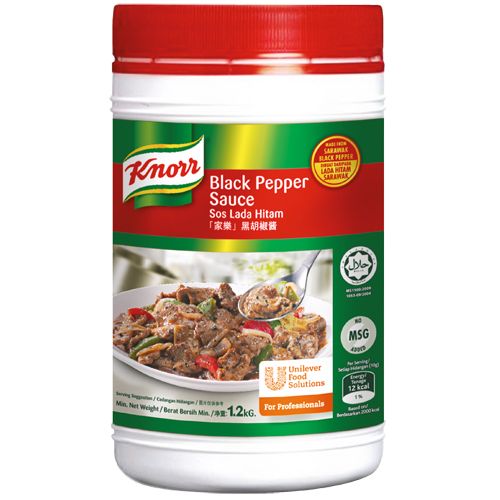 Knorr Black Pepper Sauce 1.2kg - Prepare black sauce quickly — with Knorr Black Pepper Sauce, cook up instant black pepper sauce for steak, stir fry dishes or black pepper gravy in no time.