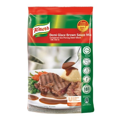 Knorr Demi Glace Brown Sauce Mix 1kg - Perfect for banquets, Knorr Demi Glace Brown Sauce contains top-quality brown sauce ingredients that lets you deliver an authentic demi glace taste quickly.