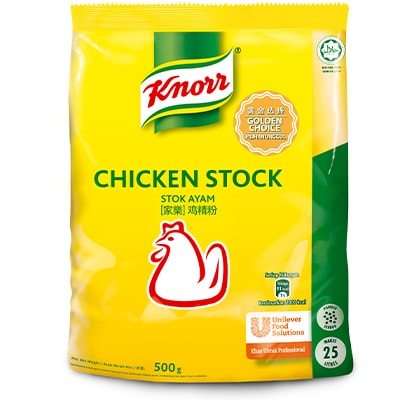 Knorr Chicken Stock 500g - Knorr Chicken Stock delivers a consistent natural boost to any dish by elevating the freshness of the dish without masking.