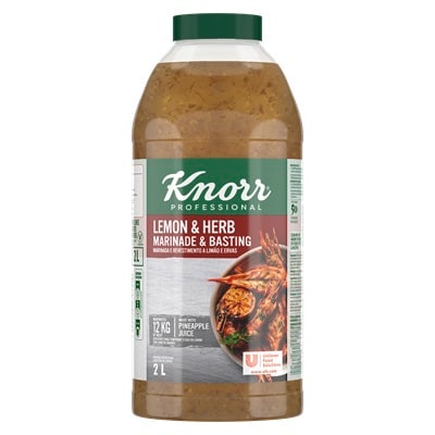 Knorr Lemon & Herb Marinade - Knorr Professional Lemon & Herb Sauce is a ready-to-use solution that adds fresh and zesty flavour, perfect for marination and basting.