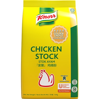 Stok Ayam Knorr 1kg - Stok Ayam Knorr memberikan rangsangan semula jadi yang konsisten pelbagai hidangan dengan meningkatkan kesegaran hidangan tanpa peliputan rasa.