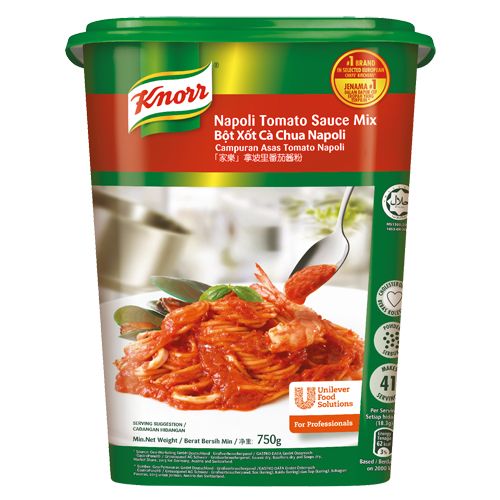 Knorr Campuran Asas Tomato Napoli 750g - Knorr Campuran Asas Tomato Napoli membantu anda untuk menyampaikan hidangan pasta yang konsisten.