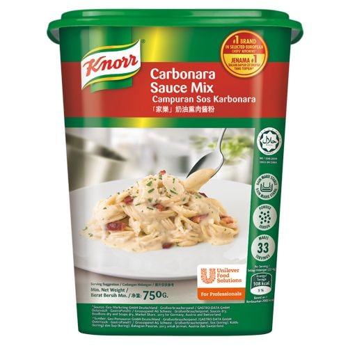 Knorr Carbonara Sauce Mix 750g - Knorr Campuran Sos Kabonara membantu anda untuk menyampaikan hidangan pasta yang konsisten.