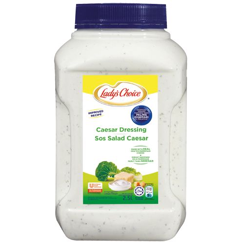 Lady's Choice Sos Salad Caesar 2.5L - Dibuat daripada bahan-bahan berkualiti yang sebenar, Lady's Choice Sos Salad Caesar  membantu anda untuk menyampaikan hidangan salad yang konsisten.