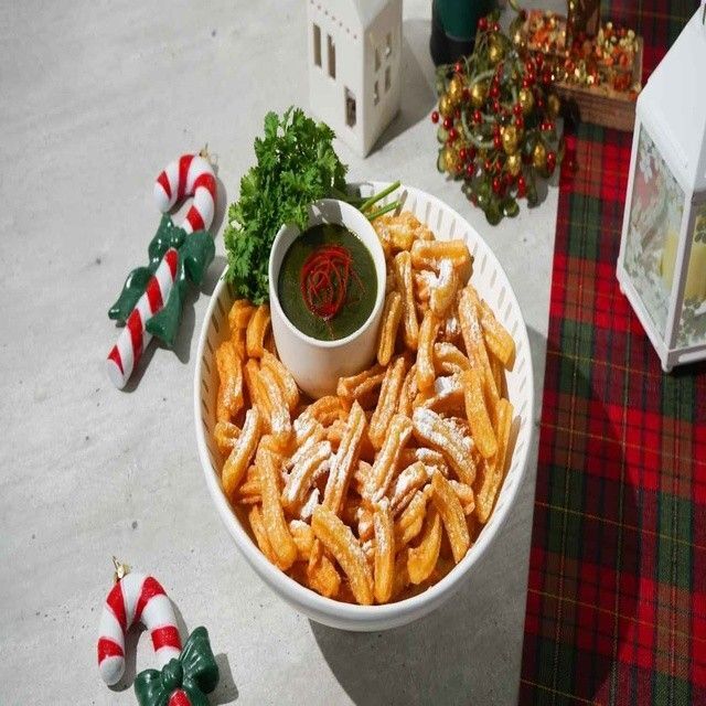 Potato Churros Fries with Creamy Asian Pesto Dips