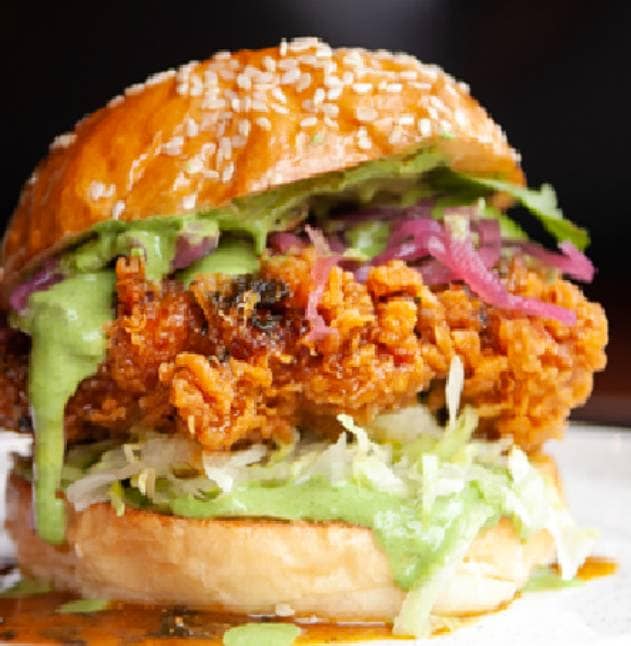 Spicy Green Chilli Burger with “Ayam Kepuk” Spicy Green Chilli Burger with “Ayam Kepuk”