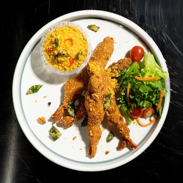 Crispy Prawn with Salted Egg Potato Crust