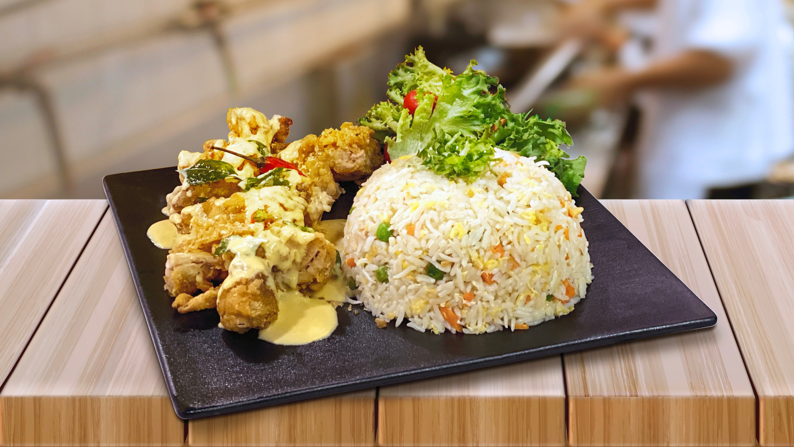 Fried Rice with Salted Egg Chicken Chop – - Recipe