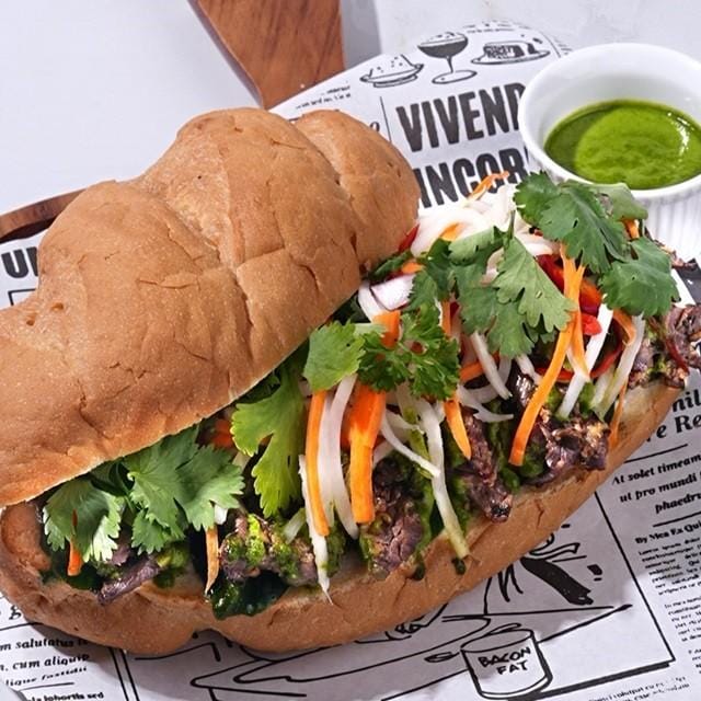 Grilled Steak Bahn Mi with Asian Chimichurri			 Grilled Steak Bahn Mi with Asian Chimichurri