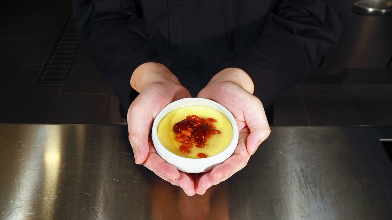 Soy Mousseline with Goji Berry Syrup – - Resipi