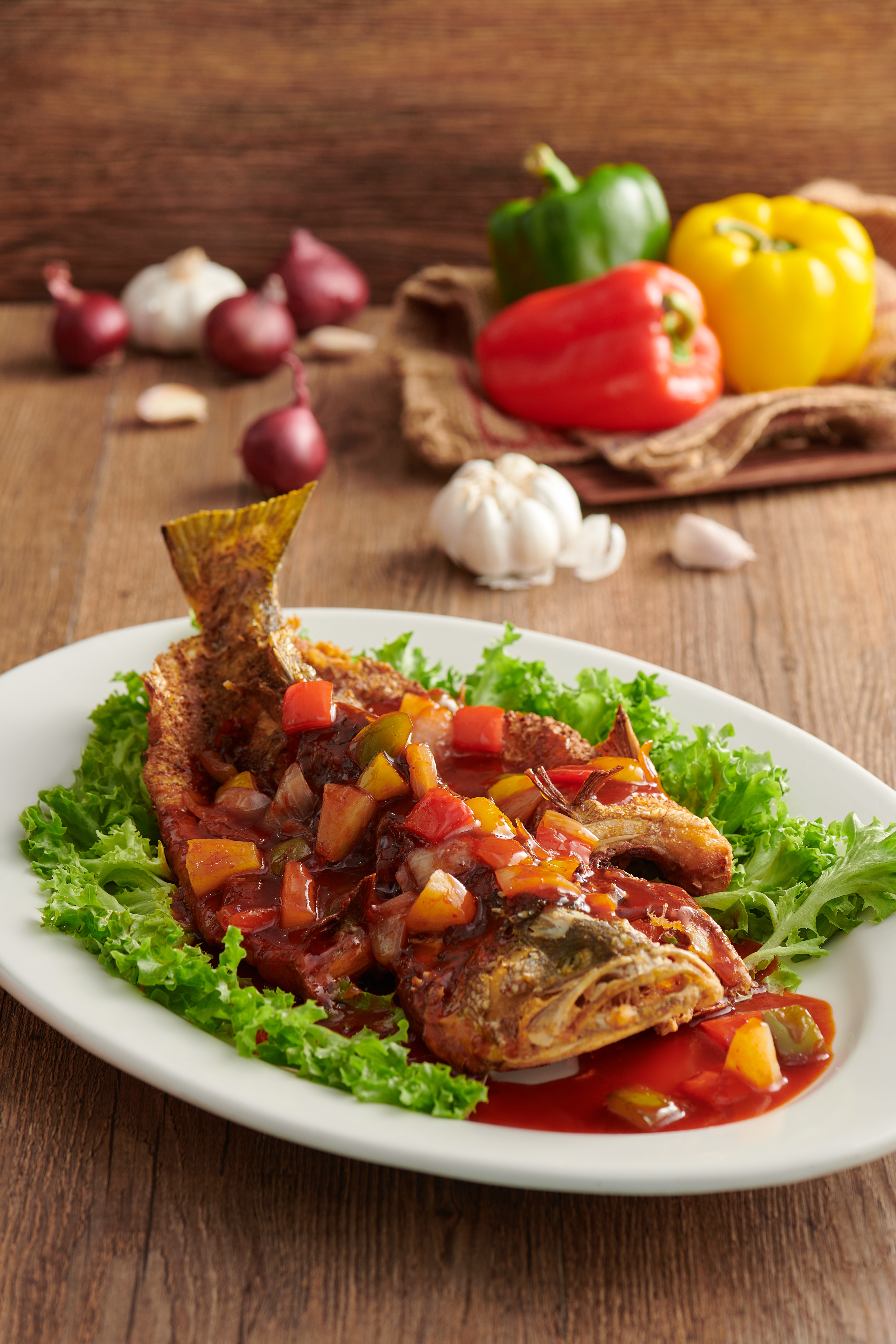 Fried Sea Bass with 3 Flavour Sauce Fried Sea Bass with 3 Flavour Sauce