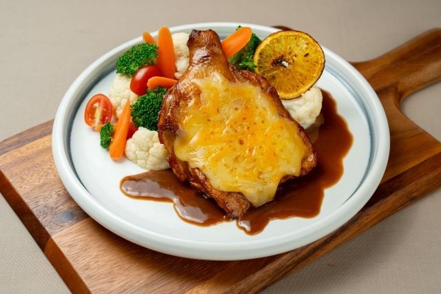Cheesy Orange Demi Glace Chicken Chop